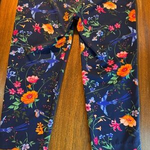 Old Navy Harper Pants Mid-Rise Navy and Colorful Florals